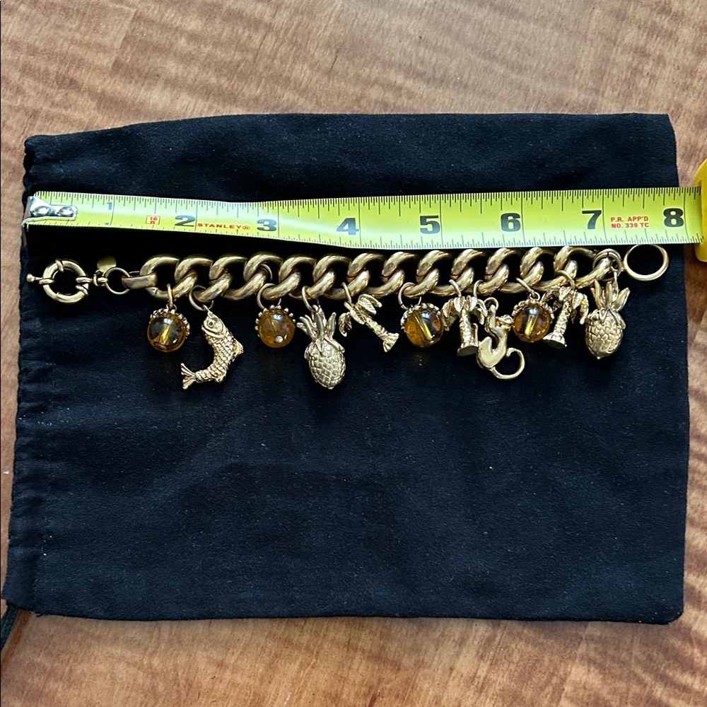 J. Crew Gold Bracelet with Pineapple and Fish Charms - Picture 4 of 5